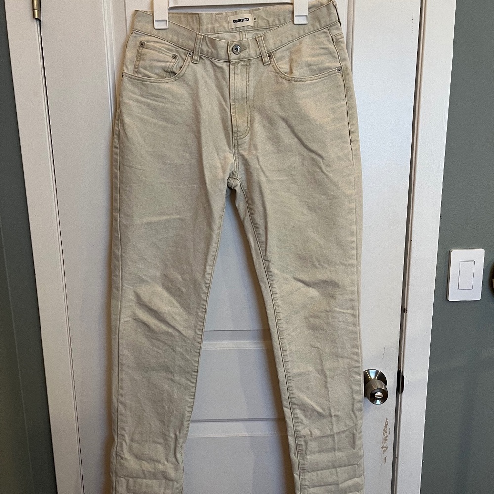 Taylor Stitch Slim All Day Pant in light khaki canvas